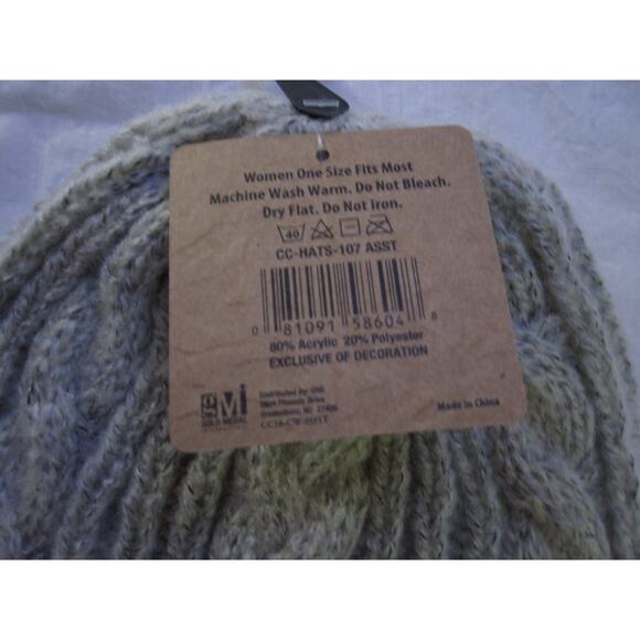 NEW Clear Creek Winter Knit Hat Beanie Tuk Tan Beige Woven Cute Adult Stretch! - Picture 2 of 3